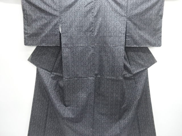 JAPANESE KIMONO / HANABISHI PATTERN WOVEN NISHIJIN DENSHO TSUMUGI KIMO